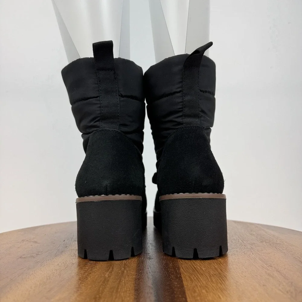 Womens Blondo Daylor Black Quilted Nylon Waterproof Casual Heeled Boots Size 9 M